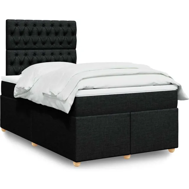 vidaXL Boxspring met matras stof zwart 120x200 cm