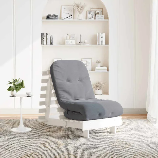 vidaXL Futon slaapbank met matras 60x206x11 cm massief grenenhout wit, foto 2