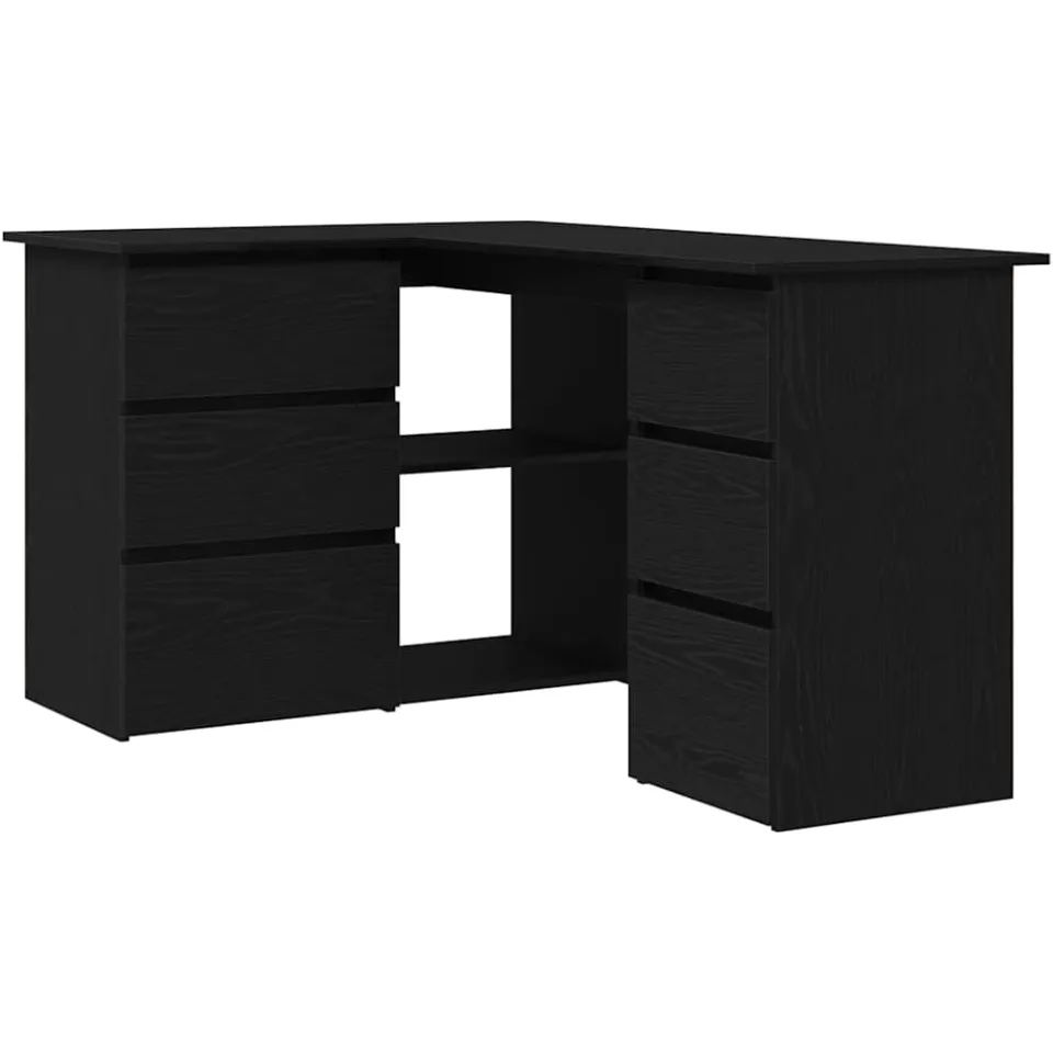 vidaXL Bureau Zwart Eiken Bewerkt hout 145 x 100 x 76 cm