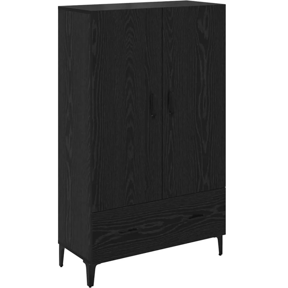 vidaXL Highboard Zwart Eiken 70 x 31 x 115 cm Gemonteerd hout en ijzer, foto 3