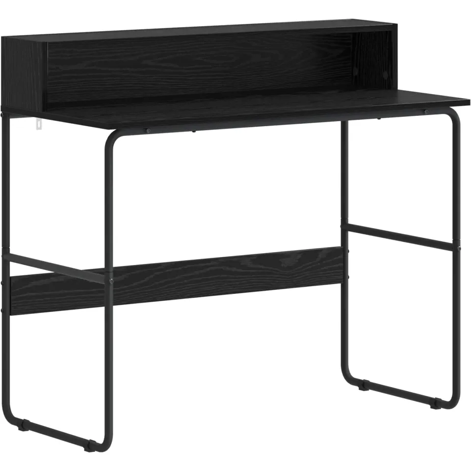 vidaXL Bureau met opbergruimte Zwart eiken 100 x 50 x 91 cm, foto 3