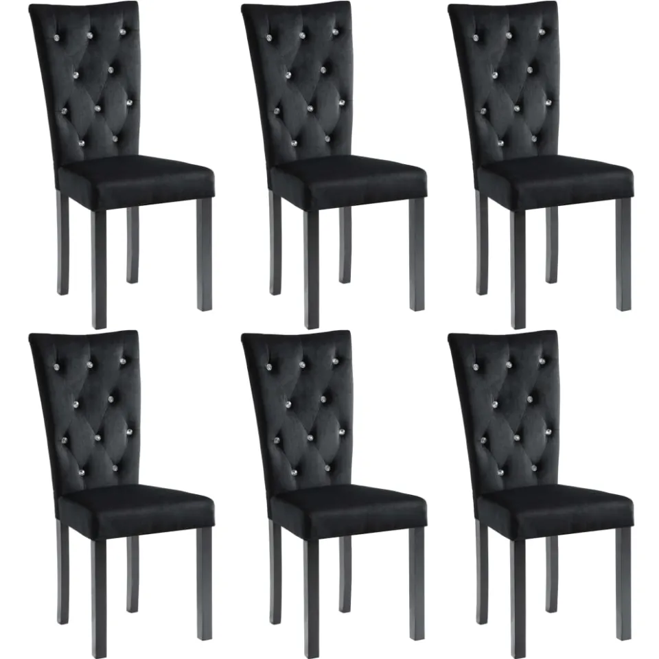 vidaXL Eetkamerstoelen 6 st fluweel zwart, foto 3