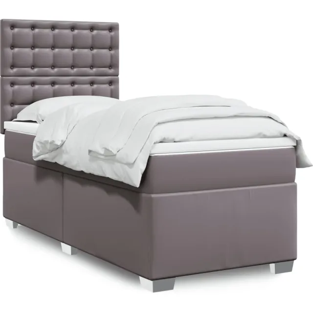 vidaXL Boxspring met matras kunstleer grijs 80x200 cm