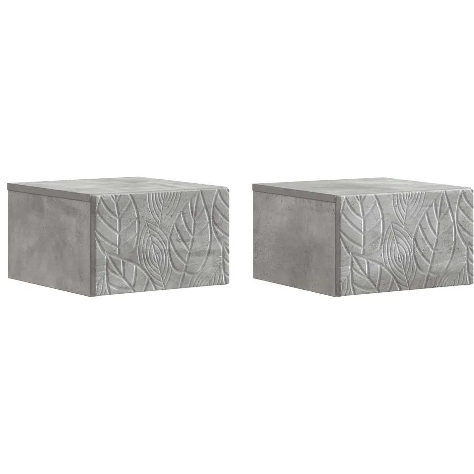 vidaXL Wandbeugel Bedkast 2 st Betongrijs 49 x 34,5 x 20 cm