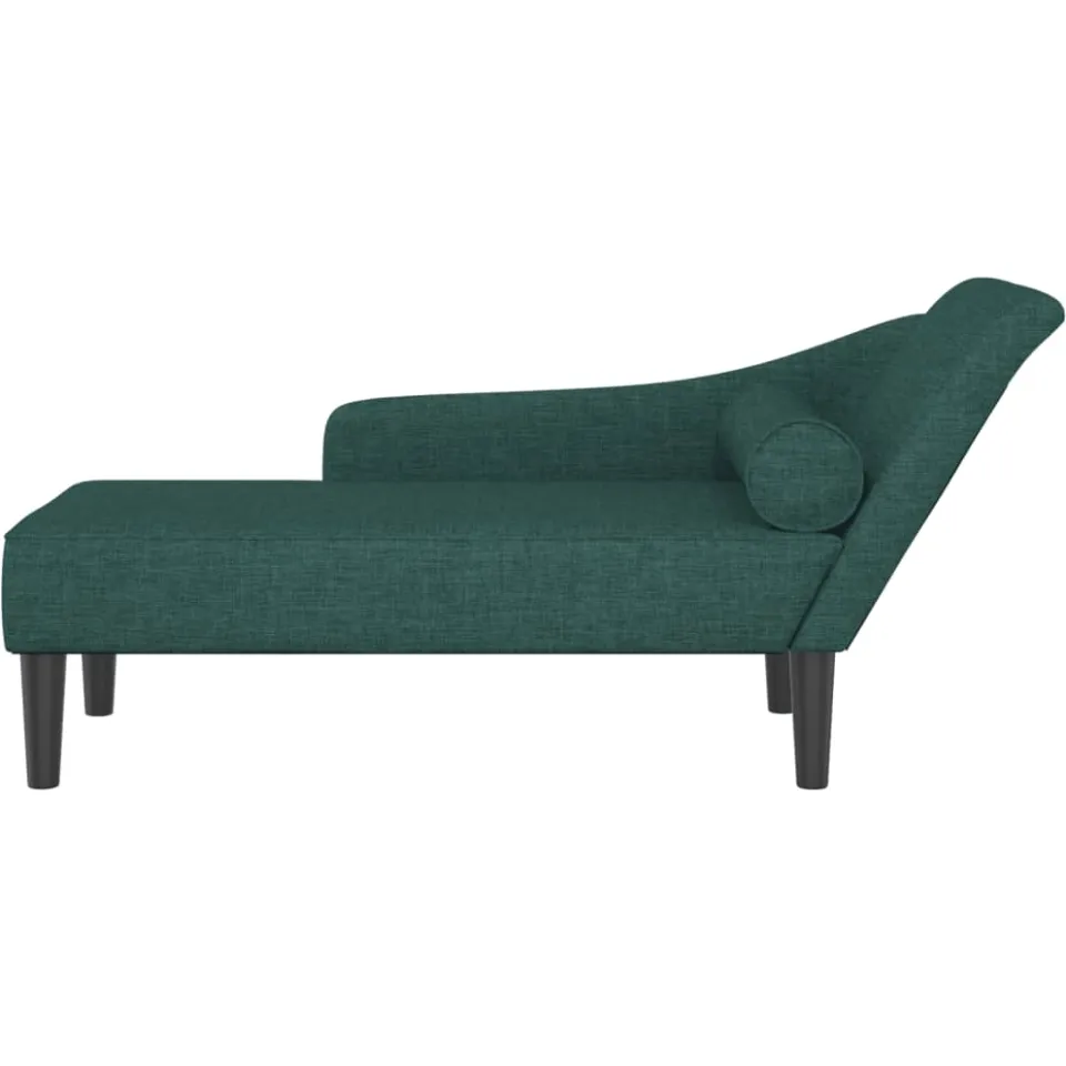 vidaXL Chaise longue met kussens stof donkergroen groen, foto 3