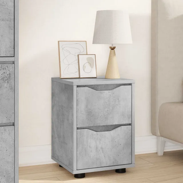 vidaXL Nachtkastje Beton Grijs 30,5 x 30 x 43 cm Bewerkt hout, foto 2