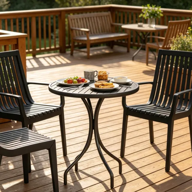 MIVRAY Bistrotafel Rond - Gemaakt Van Verzinkt Staal Met Gecoate Afwerking - Voor Terras Balkon En Buiten - Zwart - 66 Cm