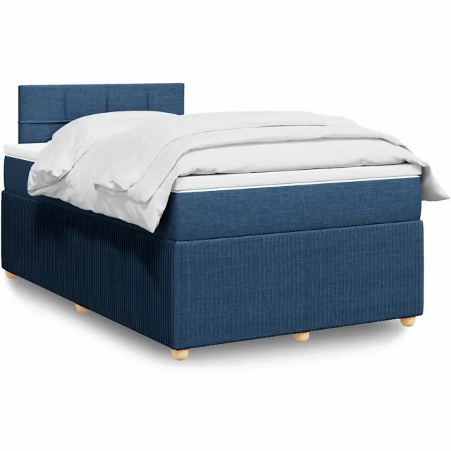 vidaXL Boxspring met matras stof blauw 120x200 cm