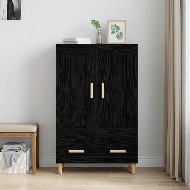 vidaXL Hoge kast Zwart eiken 70 x 31 x 115 cm Bewerkt hout, foto 2