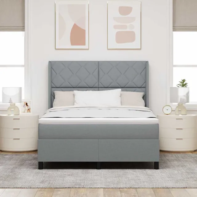vidaXL Boxspringbed met kussen Lichtgrijs 190 x 140 cm Stof