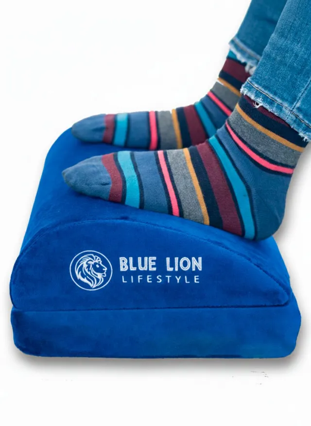 Blue Lion Lifestyle Blue Lion Verstelbare Voetensteun - Voetenbankje - Ergonomisch - Tegen Rugpijn - Blauw Blauw verstelbaar (10+5 cm)