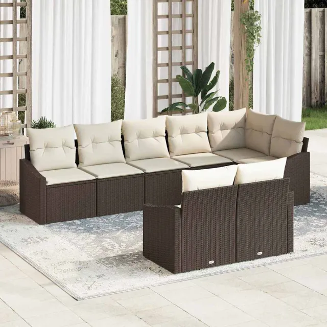 vidaXL Bankstel 8 st Bruin poly rattan