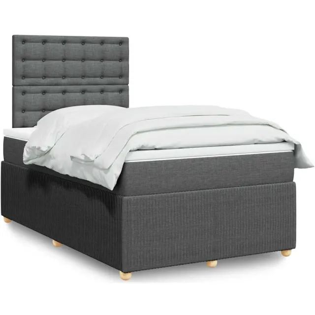 vidaXL Boxspring met matras stof donkergrijs 120x200 cm grijs