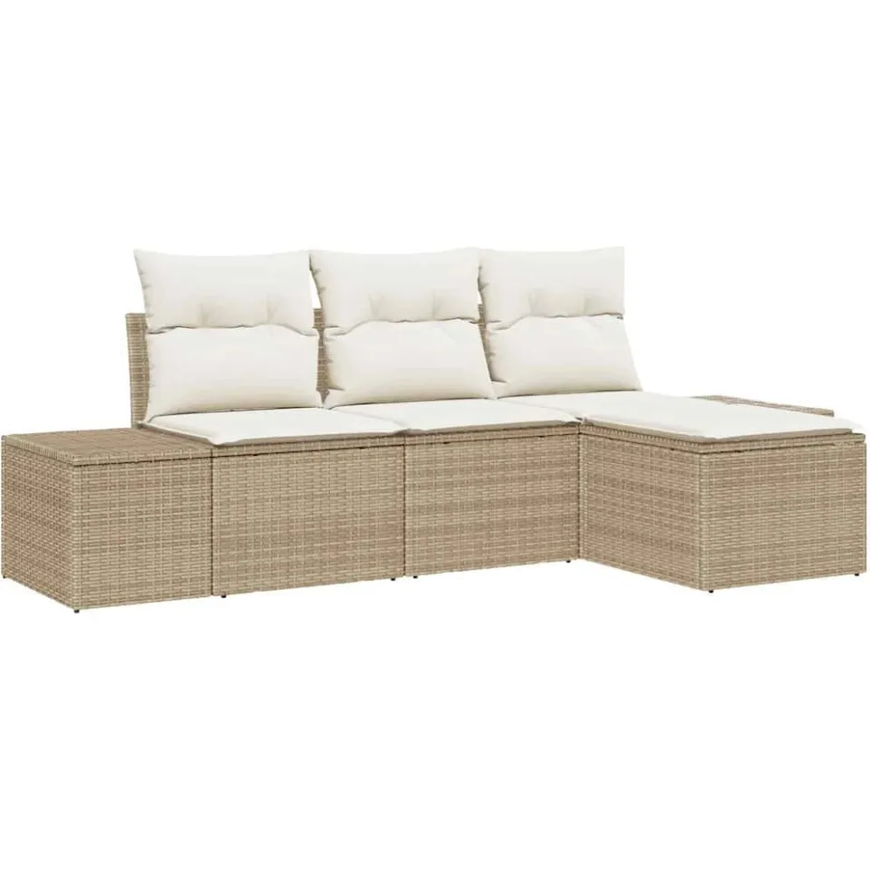 vidaXL Tuin Sofa Set 4 st Beige poly rattan