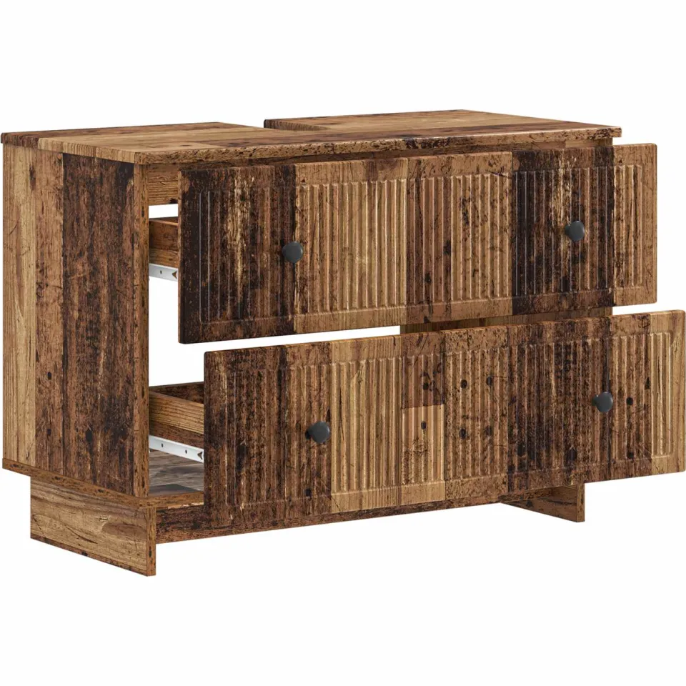 vidaXL Badkamer wastafelkast EDE Oud hout 82 x 41 x 59 cm Bewerkt hout Bruin