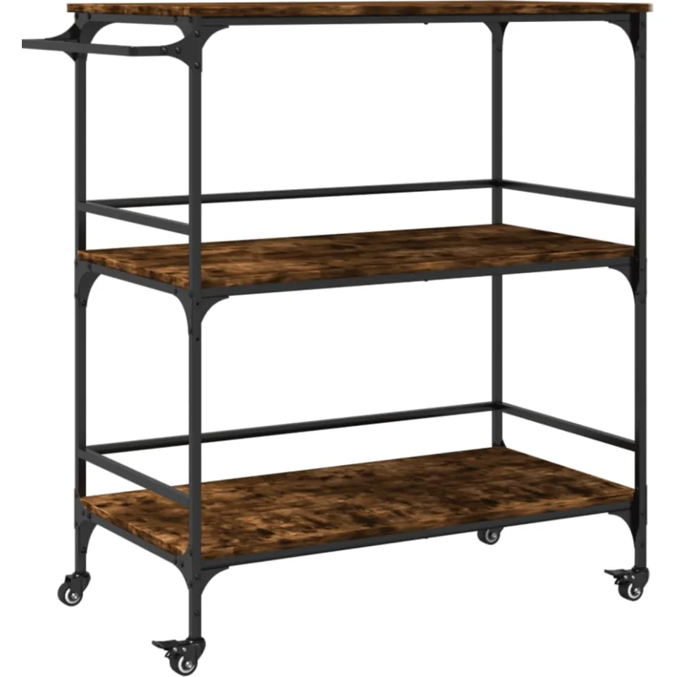 vidaXL Keukentrolley 100,5x50x105 cm bewerkt hout gerookt eikenkleurig, foto 3