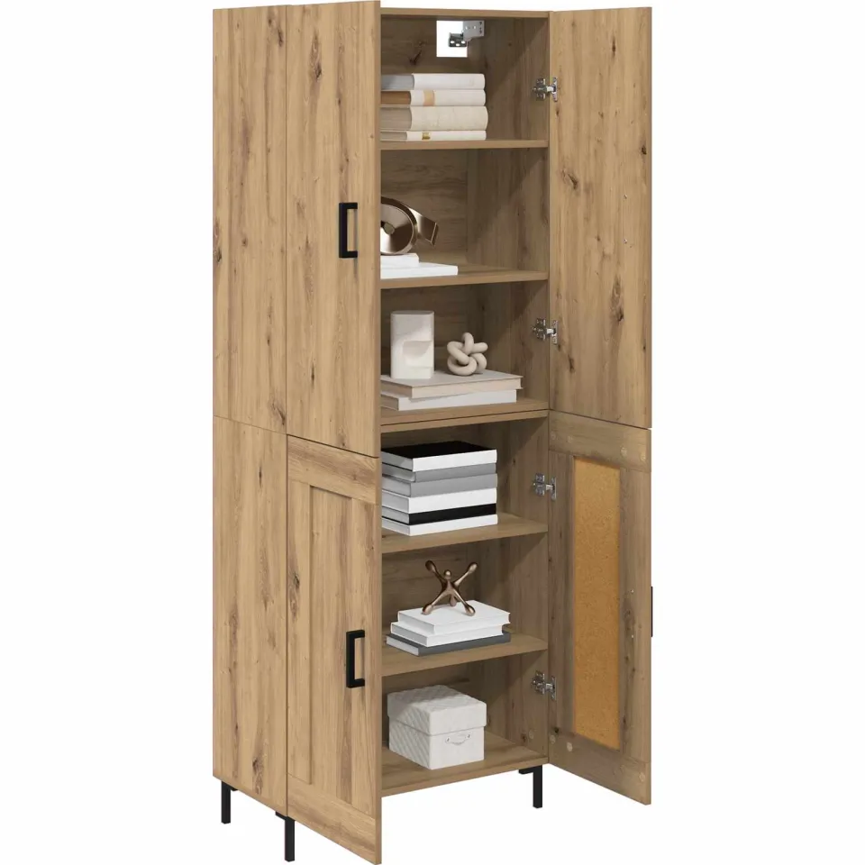 vidaXL Highboard Artisan Eiken 69,5 x 34 x 180 cm Bewerkt hout Bruin