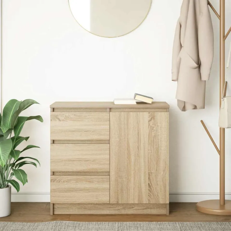 vidaXL Dressoir met lade 71x35x65 cm spaanplaat sonoma eikenkleurig, foto 3