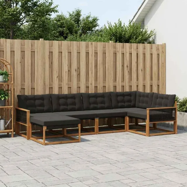vidaXL Buiten bankenset 6 st 6-zits Naturel en Zwart