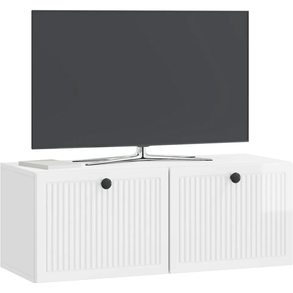 vidaXL Wandbeugel TV-kast Hoogglans Wit 78,5 x 31 x 30 cm Bewerkt hout
