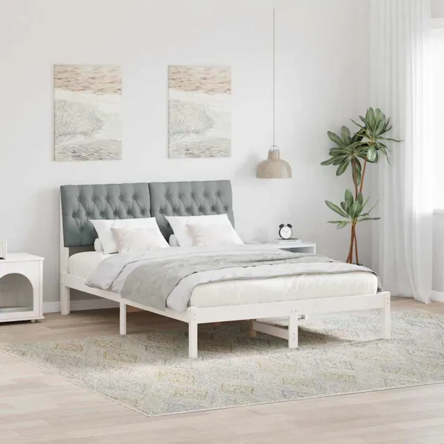 vidaXL Bedframe met Gevoerd Hoofdgedeelte Wit 160 x 200 cm