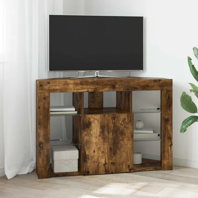 vidaXL Hoek LED TV Kast 100x40x68cm Gerookt eiken Bewerkt hout, foto 2