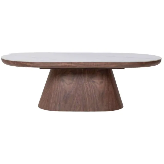 Giga Meubel Salontafel Alba - Ovaal Walnoot Hout/Keramisch - 120x60x38cm