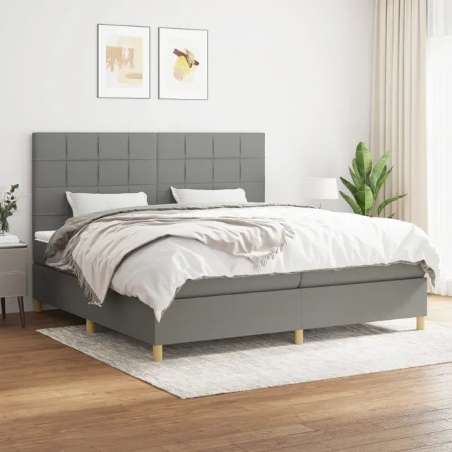 vidaXL Boxspring met matras stof donkergrijs 200x200 cm grijs