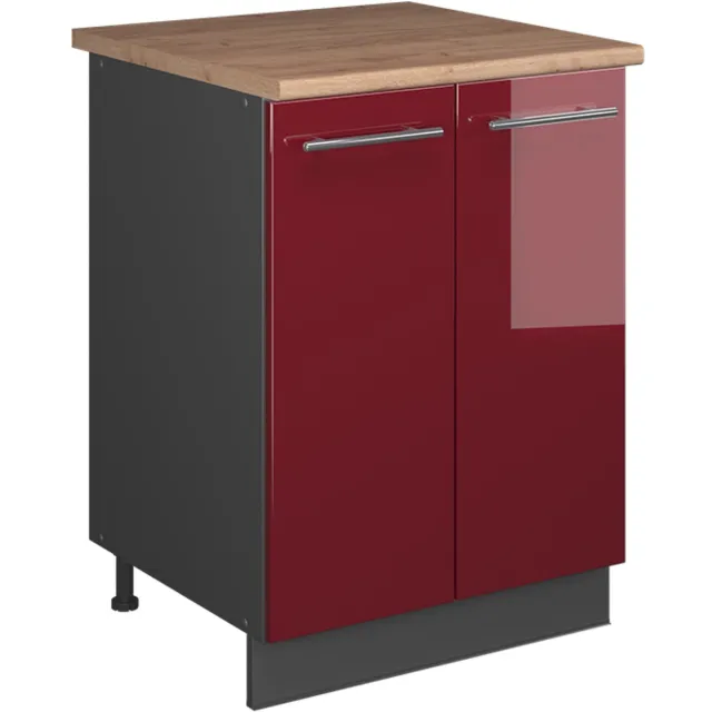 Vicco Wastafelkast Fame-Line, Bordeauxrode hoogglans/Antraciet, 60 cm