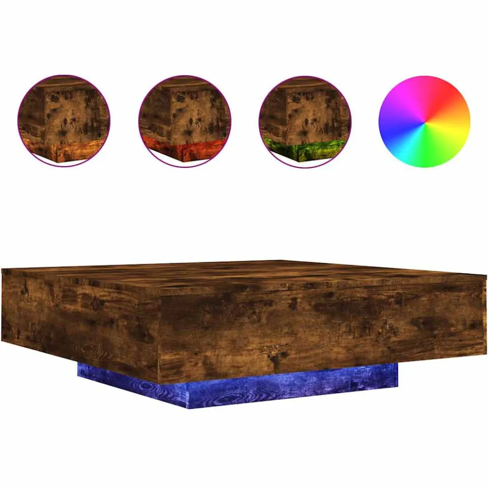 vidaXL Salontafel met LED-verlichting 100x100x31 cm gerookt eikenkleur, foto 3