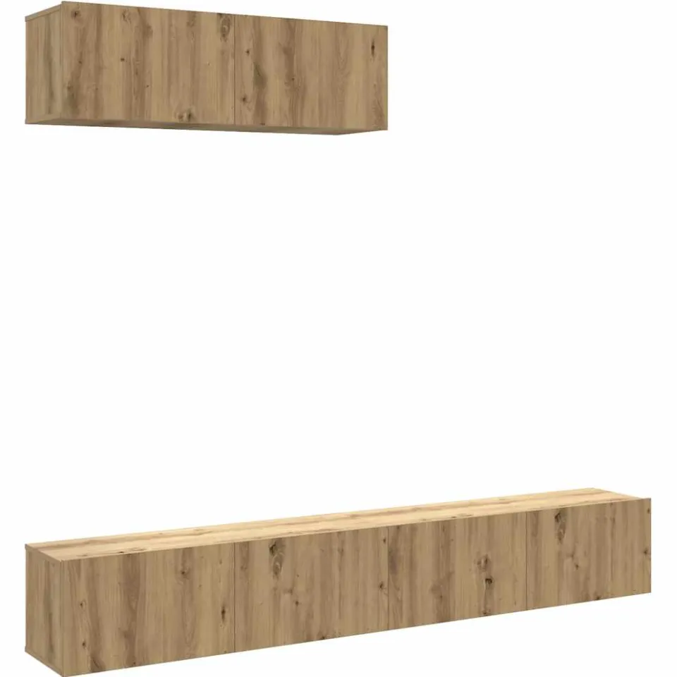 vidaXL Tv-wandkasten 3 st 100x30x30 cm bewerkt hout artisanaal eiken Bruin