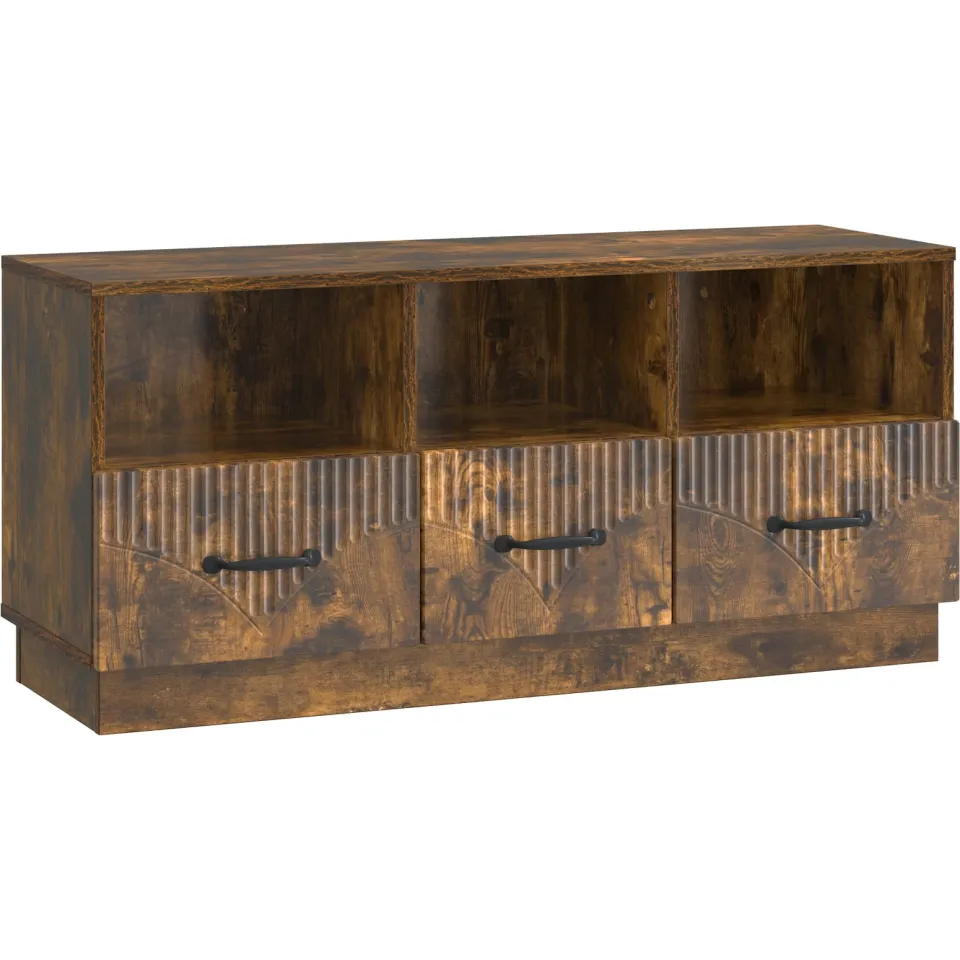 vidaXL TV-kast met lade Gerookt eiken 102 x 34,5 x 47 cm Bewerkt hout, foto 3