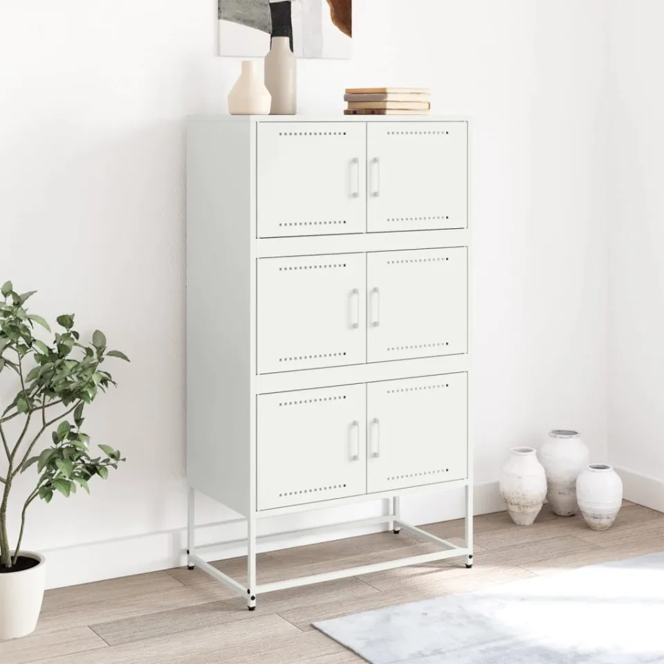 vidaXL Dressoir 68,5x38,5x123,5 cm staal wit, foto 2