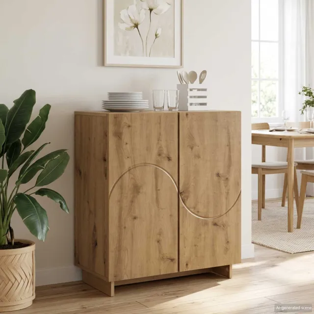 vidaXL Dressoir Artisanaal eiken 67 x 34,5 x 75 cm Bewerkt hout Bruin
