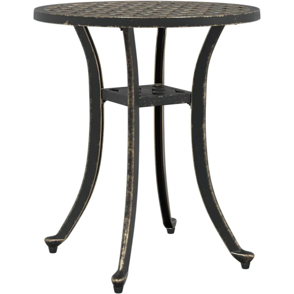 vidaXL Tuintafel Ø 48x53 cm gietaluminium bronskleurig Bruin