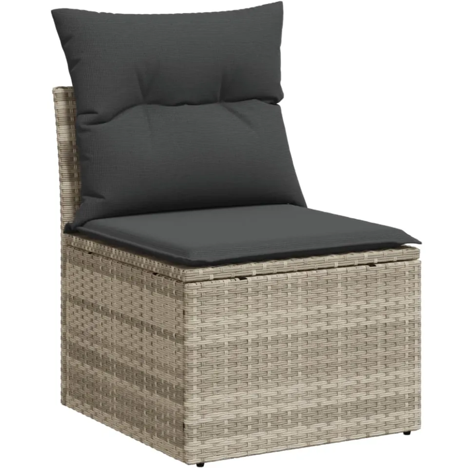 vidaXL 9-delige Loungeset met kussens poly rattan lichtgrijs grijs, foto 4