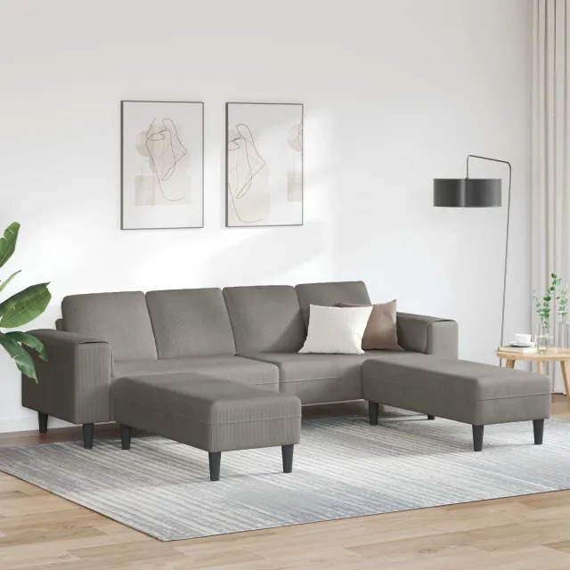 vidaXL Bank Lichtgrijs 250 x 188 x 76 cm Katoen Stof
