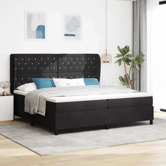 vidaXL Boxspringbed met matras Zwart 200 x 200 cm Fluweel