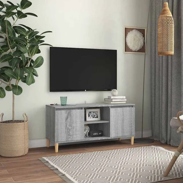 vidaXL Tv-meubel met houten poten 103,5x35x50 cm grijs sonoma eiken, foto 2