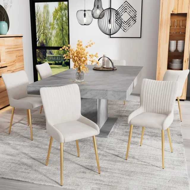 KOMHTOM Eetkamerstoel 360° draaibare stoel met geheugenspons vulling met armleuningen Beige Set van 2 Beige+Goud