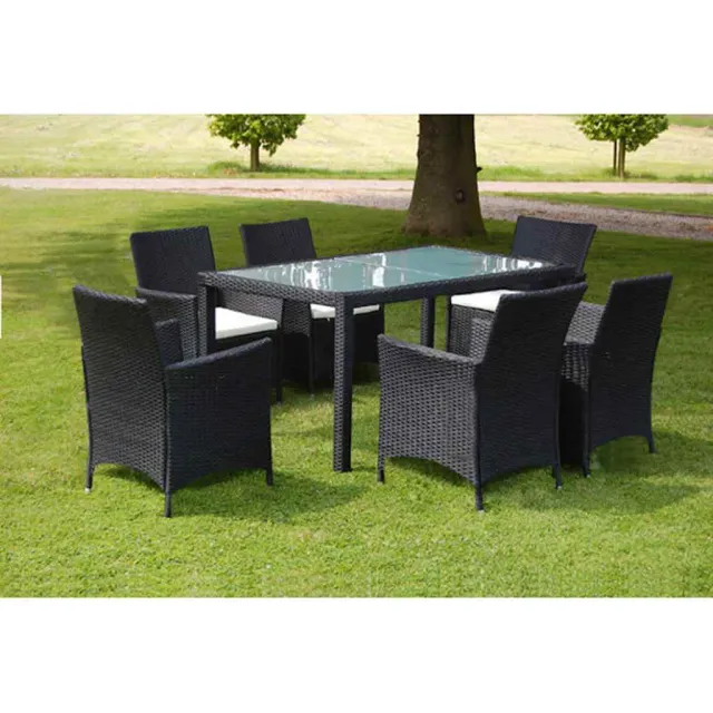 vidaXL 7-delige Tuinset met kussens poly rattan zwart, foto 2