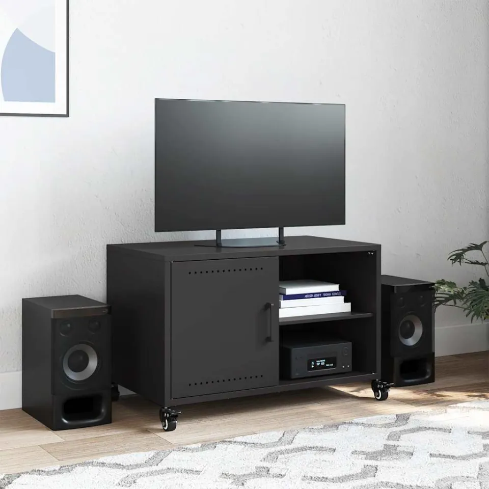 vidaXL Tv-meubel 68x39x43,5 cm staal zwart, foto 3