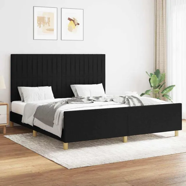 vidaXL Bedframe zonder matras stof zwart 160x200 cm