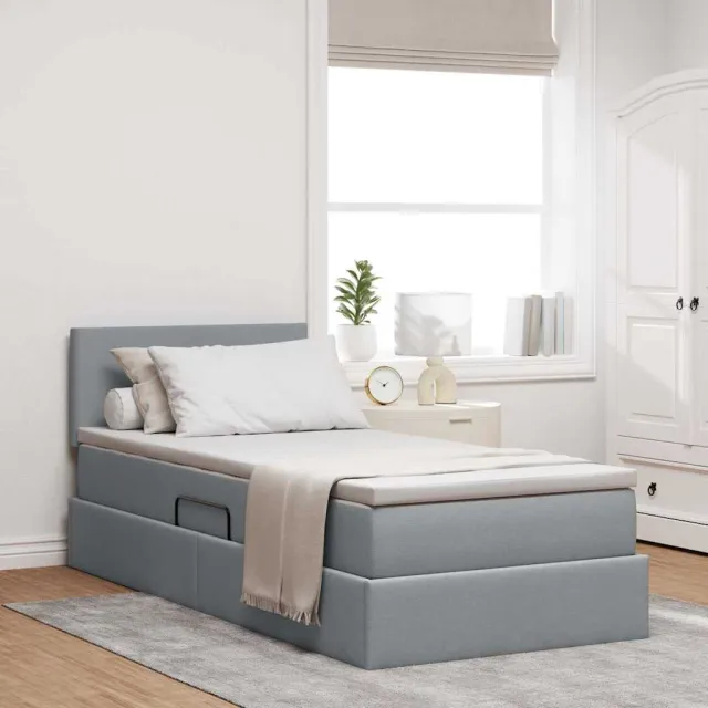 vidaXL Opslag bed met matras Lichtgrijs 90 x 200 cm fluweel