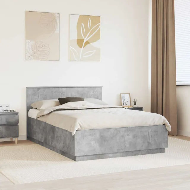 vidaXL Bedframe met hoofdeinde Betongrijs 160 x 200 cm Bewerkt hout
