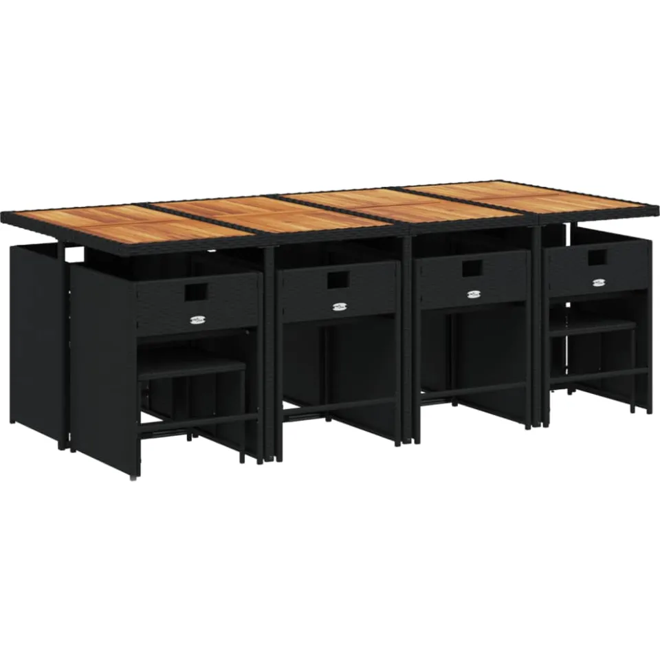 vidaXL 9-delige Tuinset poly rattan zwart, foto 3