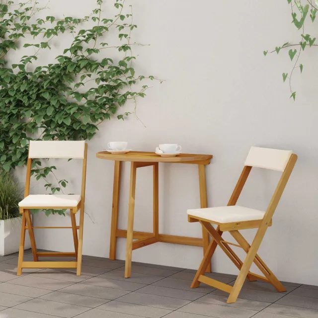 vidaXL Bistrostoelen voor buiten 2 st Natuurlijk en Crème Wit Bruin