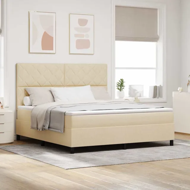 vidaXL Boxspringbed met hoofdeinde Crème 180 x 200 cm Stof