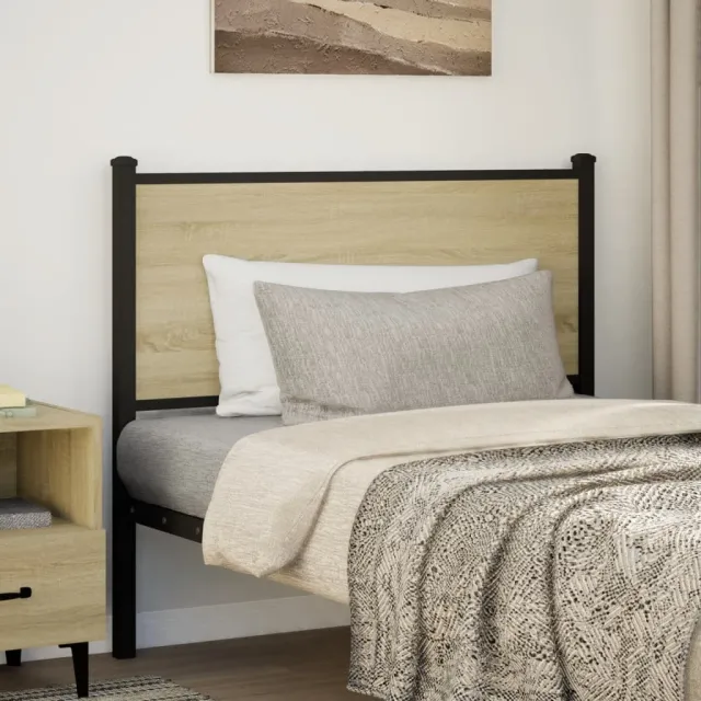 vidaXL Vervangend hoofdbord 107 cm en staal sonoma eikenkleurig Bruin
