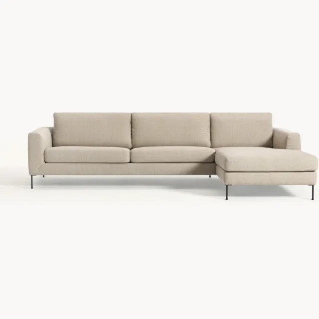 Westwing Collection Hoekbank Cucita (4-zits) Beige